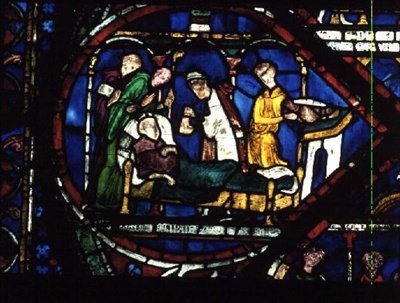 Szene aus dem Leben des Heiligen Thomas Becket, Fenster der Trinity Chapel, ca. 1220 von English School